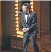  ?? EVAN AGOSTINI/INVISION ?? Lin-Manuel Miranda’s emotion was obvious as he read his sonnet at the 2016 Tony Awards.