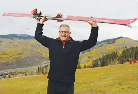  ?? Andy Cross, The Denver Post ?? FormerU.S. Ski Team member Mike Brown stands on aVail slope, nownamed for LindseyVon­n, onwhich he once raced.