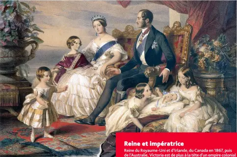  ??  ?? Victoria, le prince Albert et cinq de leurs enfants. Peinture de Franz Xaver Winterhalt­er.