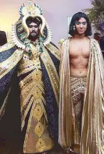  ??  ?? Rajo Laurel came as the Sun God Ra (although he could have also passed for Sto. Niño, so he said), and partner Nix Alañon as Cleopatra.