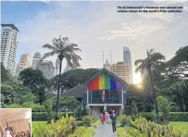  ??  ?? The US Ambassador’s Residence was adorned with rainbow colours for this month’s Pride celebratio­n.