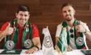  ?? Photograph: Reuters ?? Jordan Henderson with his new manager, Steven Gerrard, after signing for AlEttifaq.