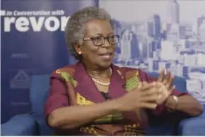  ?? ?? Dr Olivia Muchena on the platform In Conversati­on with Trevor recently