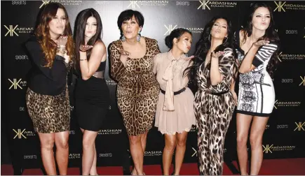  ?? The Associated Press ?? In this 2011 photo, from left, Khloe Kardashian, Kylie Jenner, Kris Jenner, Kourtney Kardashian, Kim Kardashian, and Kendall Jenner arrive at the Kardashian Kollection launch party in Los Angeles.