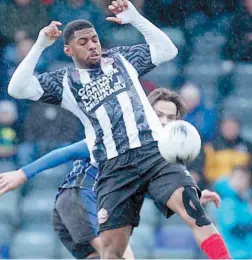  ?? ?? Ashley Nathaniel-George and Tristan Abrahams in action during Saturday's 1-0 defeat to Rochdale. Photo: Maidenhead United FC