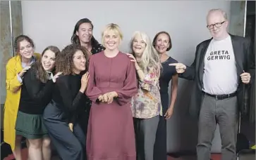  ?? Photograph­s by Jay L. Clendenin Los Angeles Times ?? ODEYA RUSH, Beanie Feldstein, Marielle Scott, Jordan Rodrigues, Laurie Metcalf, Lois Smith, Greta Gerwig and Tracy Letts from “Lady Bird” at the Toronto Internatio­nal Film Festival. The film was well received.