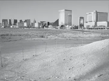  ?? John Locher Associated Press ?? IT DOESN’T LOOK like much now, but this plot of land not far from the Las Vegas Strip is where the Raiders will build their $1.9-billion domed stadium, which is scheduled to be finished by 2020.