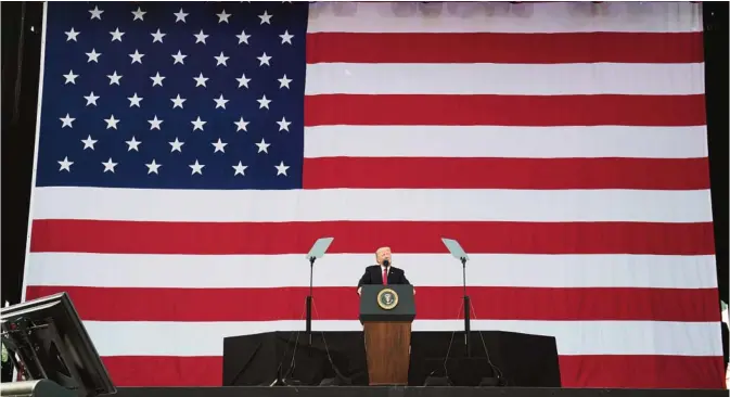  ?? —AFP ?? WEST VIRGINIA: US President Donald Trump speaks during the National Boy Scout Jamboree at Summit Bechtel National Scout Reserve in Glen Jean.