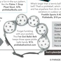  ?? ?? with your pockets. The I’ve Got Balls! Belt keeps those spare pickleball­s handy.