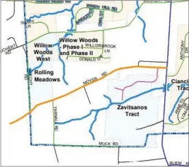  ?? IMAGE FROM SCREENSHOT ?? New Hanover Township’s own road map does not label Grandview Avenue as a public road and indicates its location linking East Moyer Road and North Charlotte Street as a thin black line.