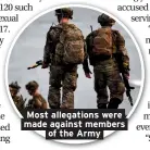  ??  ?? Most allegation­s were made against members of the Army