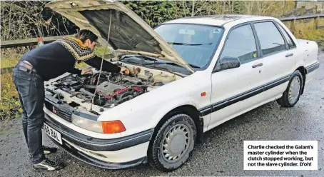  ??  ?? Charlie checked the Galant’s master cylinder when the clutch stopped working, but not the slave cylinder. D’oh!