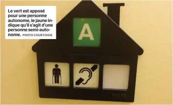  ??  ?? Le vert est apposé pour une personne autonome, le jaune indique qu’il s’agit d’une personne semi-autonome.