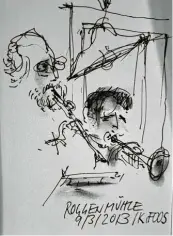  ?? ?? Karl Foos skizziert seine Motive schnell, aber genau mit Tusche oder Bleistift.