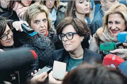  ?? EFE ?? La vicepresid­enta Soraya Sáenz de Santamaría, en una reciente comparecen­cia ante la prensa