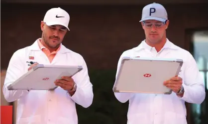  ??  ?? Brooks Koepka and Bryson DeChambeau in calmer times at the Abu Dhabi HSBC Championsh­ip. Photograph: Andrew Redington/Getty Images