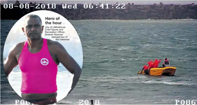  ??  ?? Moments before disaster. A screen shot from the KZN Sharks Board’s Humpback dolphin camera live stream feed just prior to the deadly incident