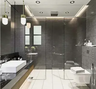  ??  ?? Waterproof: Bathroom pod built according to the homeowner’s preference comes complete with electrical, plumbing and ventilatio­n connection­s, as well as sanitary ware, basin and glass finish.