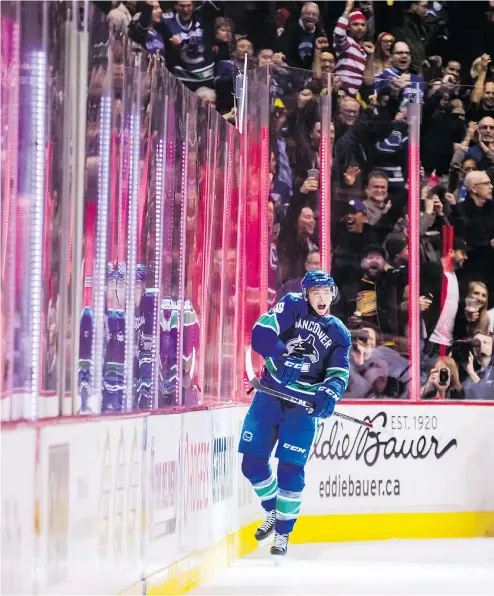  ?? — THE CANADIAN PRESS FILES ?? Canucks’ Jake Virtanen has seven points in his first 16 games and is getting power-play time.