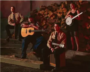  ?? CHRISTOS SAGIORGIS PHOTO ?? Finn Scott-Neff, left, William Kuklis, Joseph Shea and Ferris Vasko were in the band during the recent filming of the video, The Train, a four-minute music video, at the Central Interior Railway & Forestry Museum.