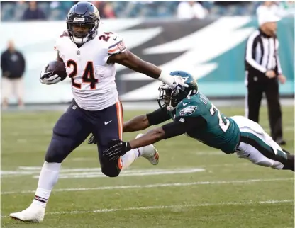  ??  ?? Running back Jordan Howard was limited to six yards on seven carries last Sunday against the Eagles. | GETTY IMAGES