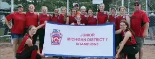  ?? COURTESY PHOTO ?? Richmond is headed to the state Little League softball tournament after winning the D7champion­ship.