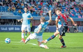  ?? ?? Aaron Hickey scores for Bologna against Lazio last Sunday