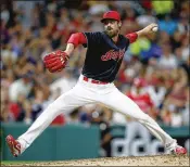  ?? RON SCHWANE / GETTY IMAGES ?? Back from the 60-day disabled list, Andrew Miller hopes to rediscover his form and make the Indians bullpen — which just added Brad Hand and Adam Cimber fromSan Diego — a force in the playoffs. Miller, 33, has 832 strikeouts in 707 career innings.