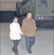  ?? ?? (Above) North Korean leader Kim Jong Un and his daughter observed a missile launch (top right) at Pyongyang Internatio­nal Airport in Pyongyang, North Korea.