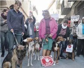  ??  ?? Dogs and owners held a protest in Benissa earlier this year