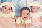  ?? Contribute­d photo ?? The triplets, from left, Ashley, Lucas and Jade Vacco.