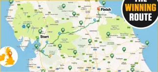  ??  ?? Start Finish Michael’s Bowland Blast route was the most popular, with four times as many likes