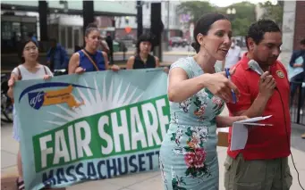  ?? Herald staFF Files ?? FAIR AMENDMENT NOT FAIR: State Senator Sonia Chang-Diaz speaks during a rally to pass the Fair Share Amendment on June 21, 2021 in Boston.