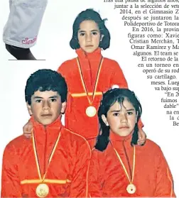  ?? ?? Diana Santana (D) junto a sus hermanos José y Johana, ambos gimnastas.