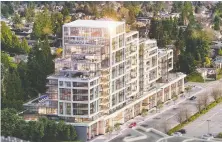  ?? ?? An artist's rendering shows the Altus developmen­t in White Rock by Oviedo Properties Ltd., which will provide EV parking stalls to all residents.