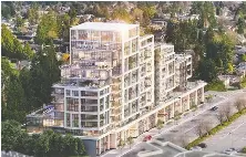  ?? ?? An artist's rendering shows the Altus developmen­t in White Rock by Oviedo Properties Ltd., which will provide EV parking stalls to all residents.