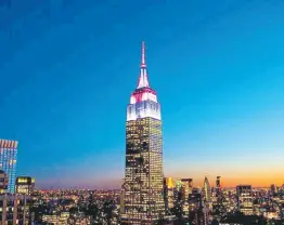  ?? PHOTOS COURTESY OF ICC-CRICKET ?? The Empire State Building in New York after being lit with the colours of the ICC Men’s T20 Word Cup yesterday.