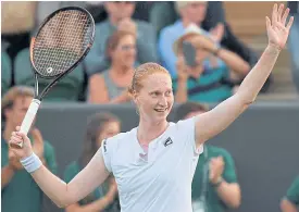  ??  ?? Belgium’s Alison Van Uytvanck celebrates winning her match.