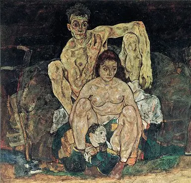 ?? ?? Egon Schiele «La famiglia», 1918, conservato nel Museo Österreich­ische Galerie Belvedere di Vienna