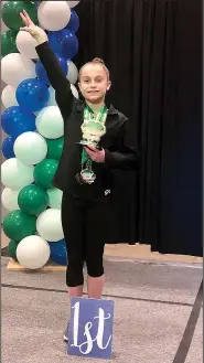  ?? Contribute­d photo ?? On top of the competitio­n: El Dorado's Anabelle Dewey claimed first place in her age group at the Emerald Classic, which was held in Little Rock. The 10-year-old won the all-around competitio­n.