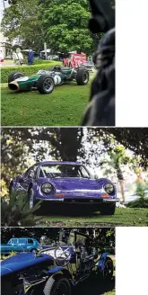  ??  ?? From top: Sir Jack’s 1966 F1 title-winning Brabham BT19; ’73 Dino took the ‘Fun, Fun, Fun’ class; Style et Lux glory went to 1922 Delage/hispano Suiza