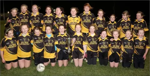  ??  ?? The Kilrush girls after collecting the Roinn ‘A’ crown for the first time.