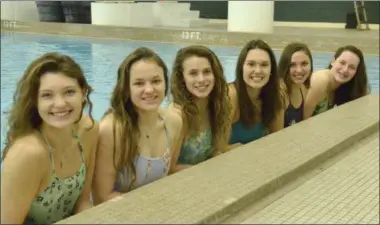  ?? STAN HUDY SHUDY@DIGITALFIR­STMEDIA.COM @STANHUDY ON TWITTER ?? It was one last dip in the pool for these Blue Streaks, Ellie Baird, Julia Hawthorne, Felicity Ryan, Adrianna Wise, Emma Kelly and Julia Hawthorne before heading to the NYS meet this weekend.