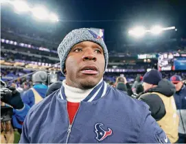  ?? Rob Carr/Getty Images ?? Texans coach DeMeco Ryans walks off the field after Saturday’s loss to the Ravens.