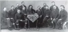  ??  ?? Above: Kurikka is seated at centre with members of the Kalevan Kansa Colonizati­on Company executive committee in 1904.