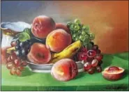  ??  ?? An Oil on Canvas Painitng - A Colorful Detailed Still Life by E. S. Reeser