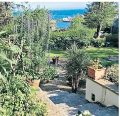  ??  ?? The scene before and after yesterday’s storms in Gloria Knight’s Coverack garden