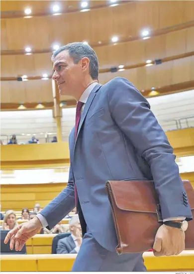  ?? MARISCAL / EFE ?? Pedro Sánchez, a su llegada ayer al Pleno del Senado.