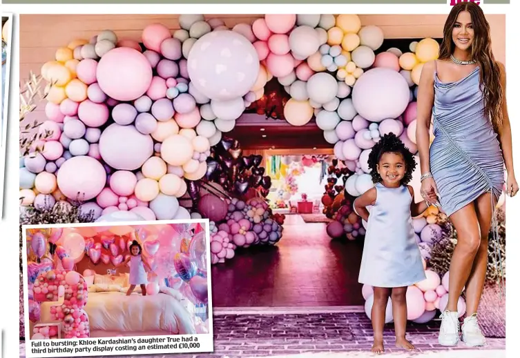 ?? ?? daughter True had a Full to bursting: Khloe Kardashian’s an estimated £10,000 third birthday party display costing