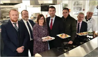  ?? By Don MacMonagle. ?? Con O’Sullivan, Kerry ETB; Director of Further Education Kerry ETB Owen O’Donnell; Shivaun Shanahan, Kerry ETB; Minister Brendan Griffin TD; Simon Regan, chief instructor, CEO Kerry ETB Colm McEvoy; and chef Mike Foley. Photo